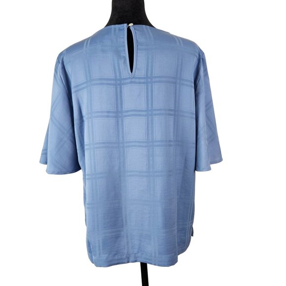 A New Day Womens Blue Houndstooth Blouse Size Medium Elegant Comfortable Casual - Picture 2 of 10